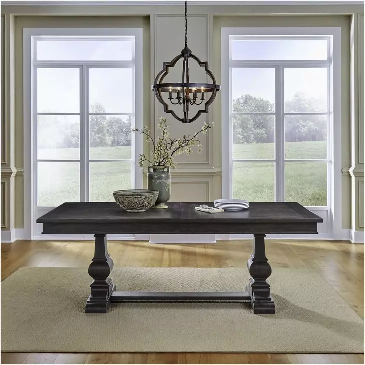 Paradise Valley Saddle Brown Trestle Extendable Dining Table