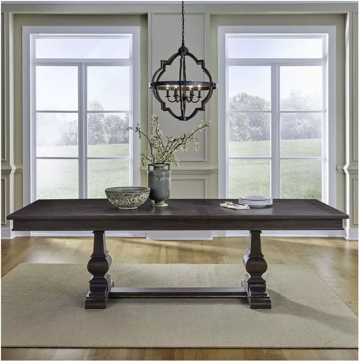 Paradise Valley Saddle Brown Trestle Extendable Dining Table