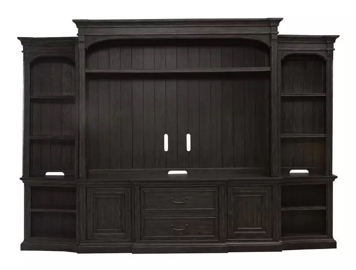 Paradise Valley Saddle Brown Entertainment Center with Piers