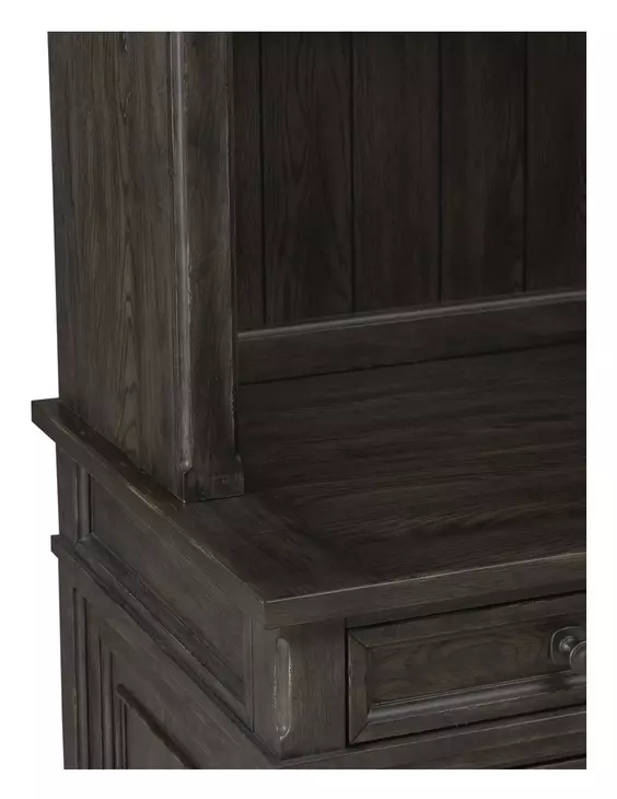 Eden Ridge Saddle Brown Credenza with Hutch
