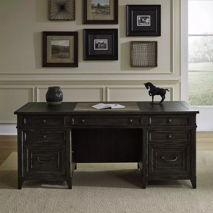 Eden Ridge Saddle Brown Executive Desk