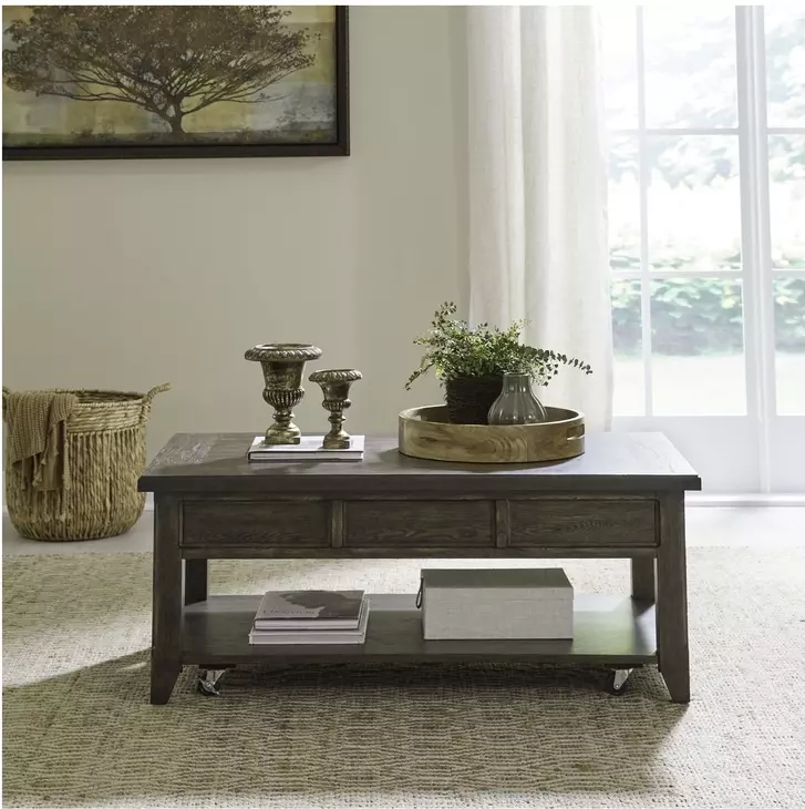 Paradise Valley Saddle Brown Lift Top Storage Cocktail Table