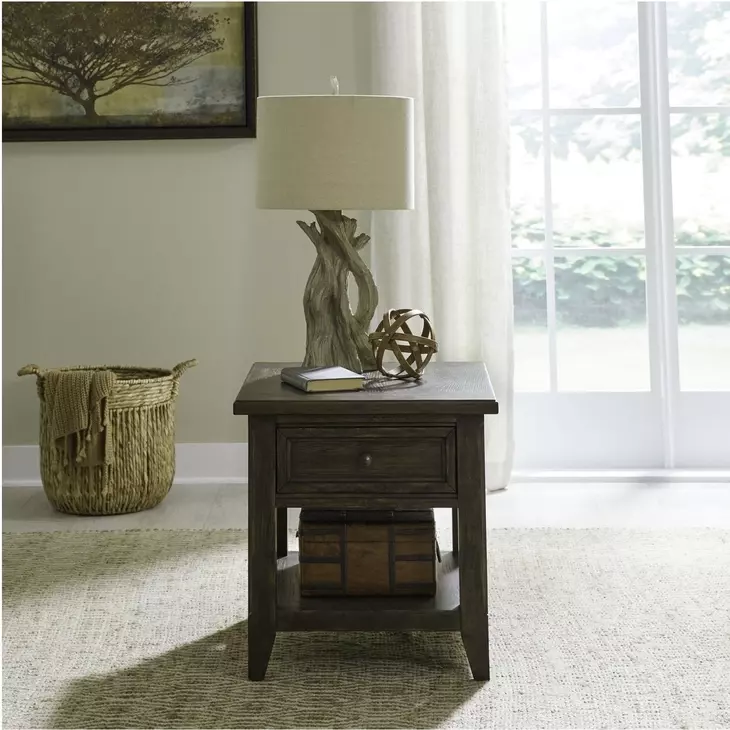 Paradise Valley Saddle Brown Rectangular End Table