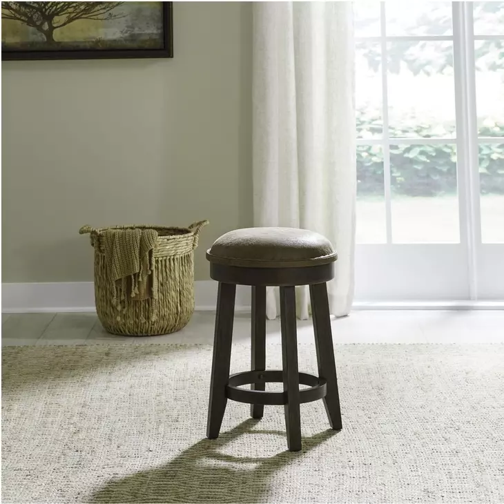 Eden Ridge Saddle Brown Upholstered Console Stool