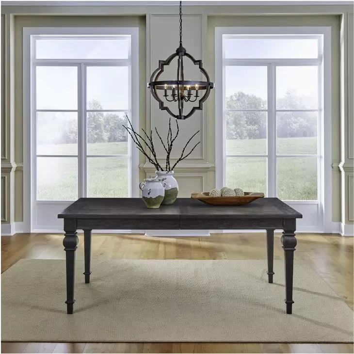 Paradise Valley Saddle Brown Rectangular Leg Extendable Dining Table