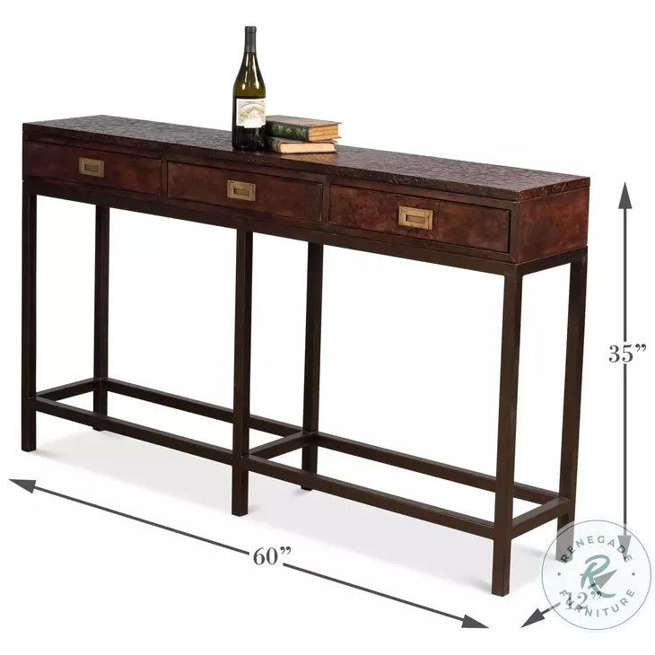 Campaign Brown Embossed Console Table