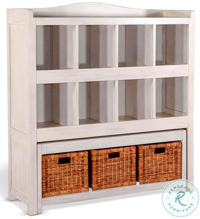 Marblewood Haven White 57" Storage Bookcase and Bench