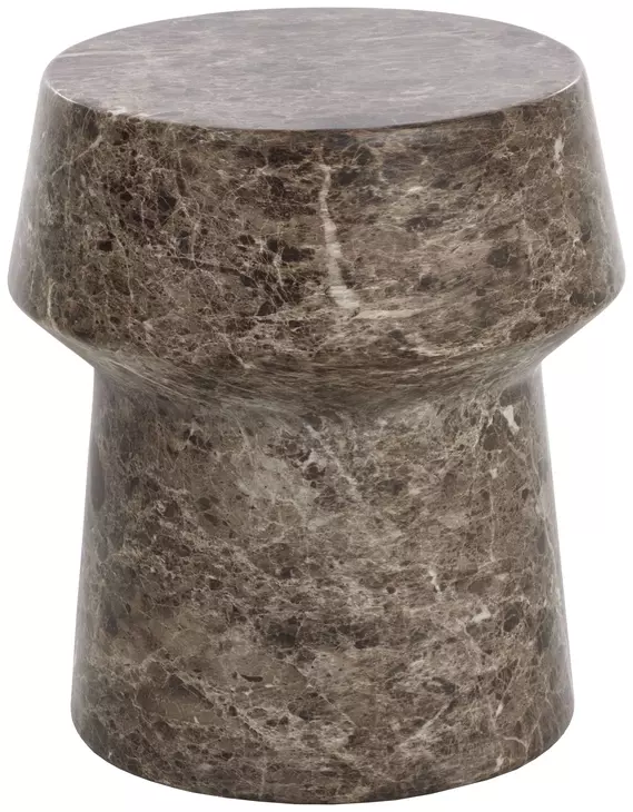 Delaina Dark Emperador Round Concrete Top Outdoor End Table