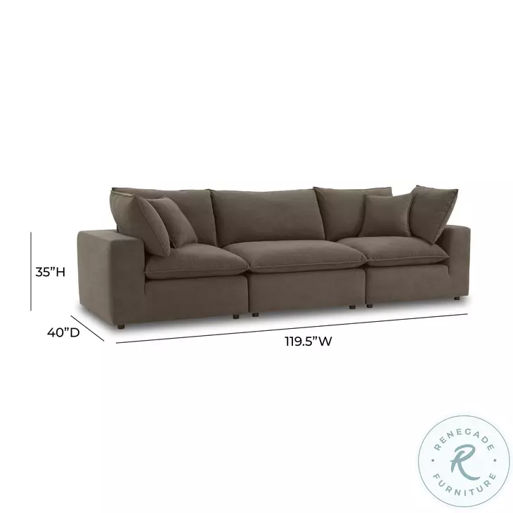 Cali Chocolate Brown Performance Velvet Modular Sofa