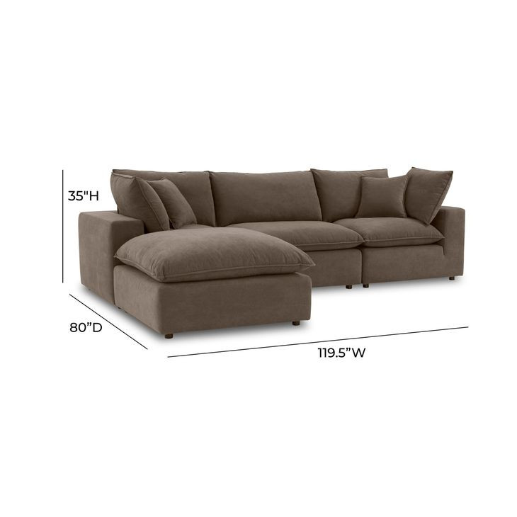 Cali Chocolate Brown Performance Velvet Modular Large Sectional