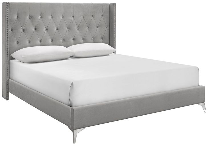 Huxley Gray California King Upholstered Panel Bed