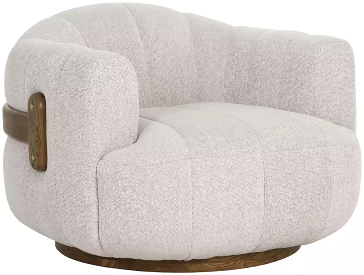 Ezra Dove Cream Upholstered Swivel Arm Chair