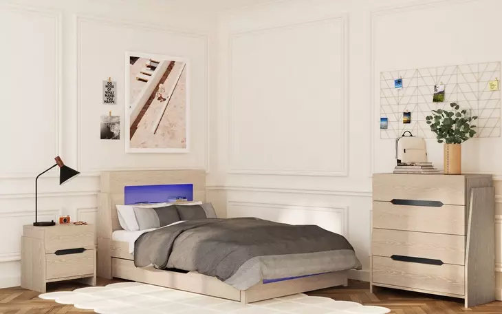 Darby Desert Full Storage Panel Bed with USB Charging and LED