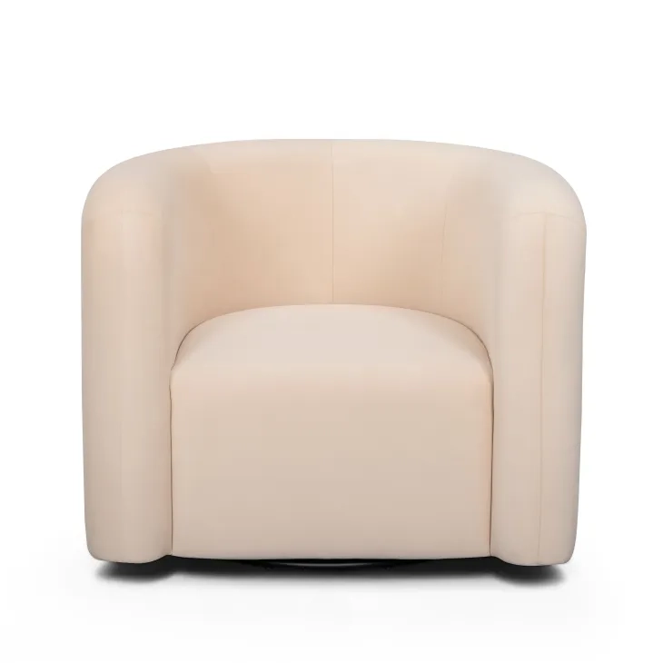 Curves Peach Performance Fabric Upholstered Swivel Accent Chair