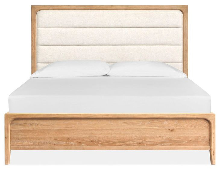 Somerset Butternut and White Performance Fabric King Upholstered Panel Bed