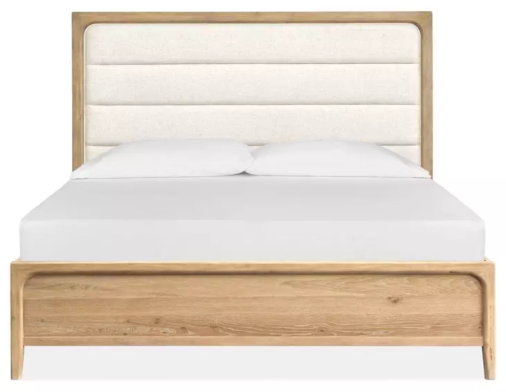 Somerset Butternut and White Performance Fabric Queen Upholstered Panel Bed