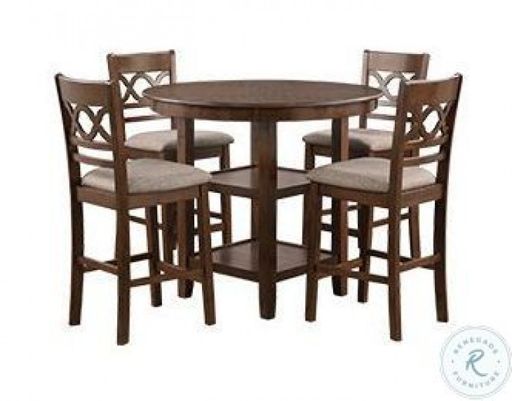 Cori Brown Cherry 5 Piece Counter Height Dining Set From New Classic