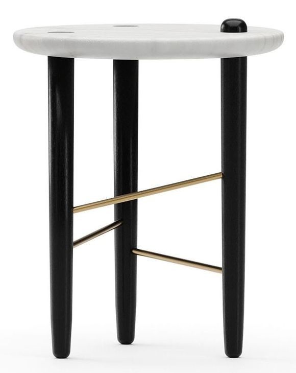 Madera White Round Guangxi Marble Top Small Spot Table