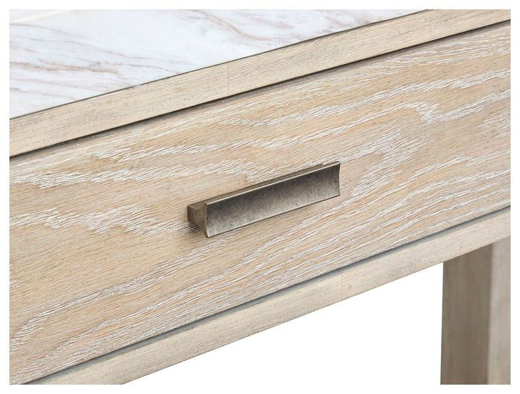 Northcrest Gallery Buff and Antique Silver Rectangular Marble Top Sofa Table