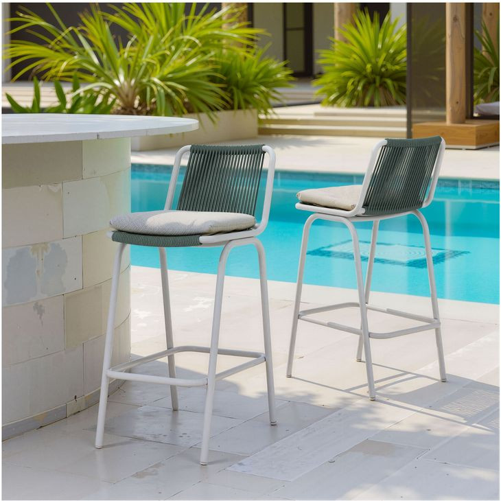 Luft White And Green Bar Stool Set Of 2