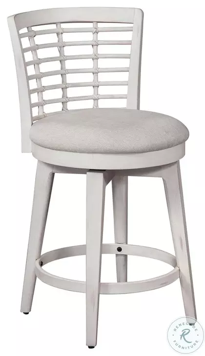 Beach Comber Weathered White Swivel Counter Height Stool