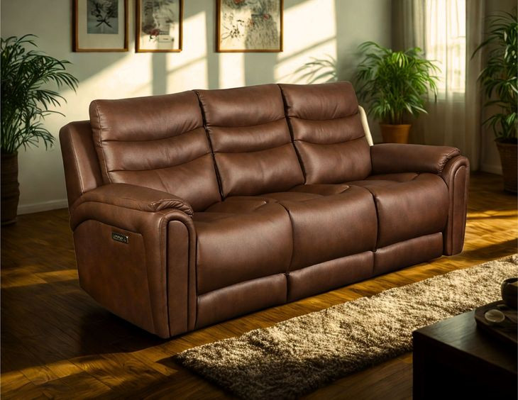 Catalina Amber Leather 90" Zero Gravity Triple Power Reclining Sofa with USB Charging