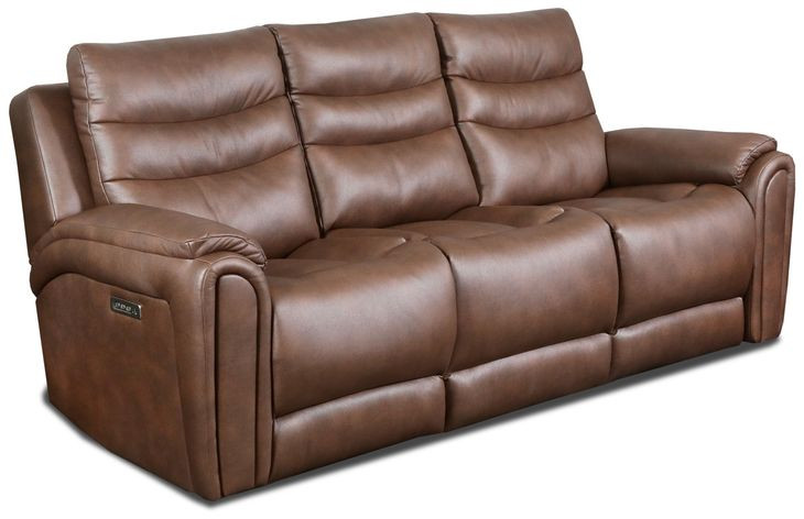 Catalina Nutmeg Leather 90" Zero Gravity Triple Power Reclining Sofa with USB Charging