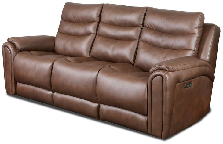 Catalina Nutmeg Leather 90" Zero Gravity Triple Power Reclining Sofa with USB Charging