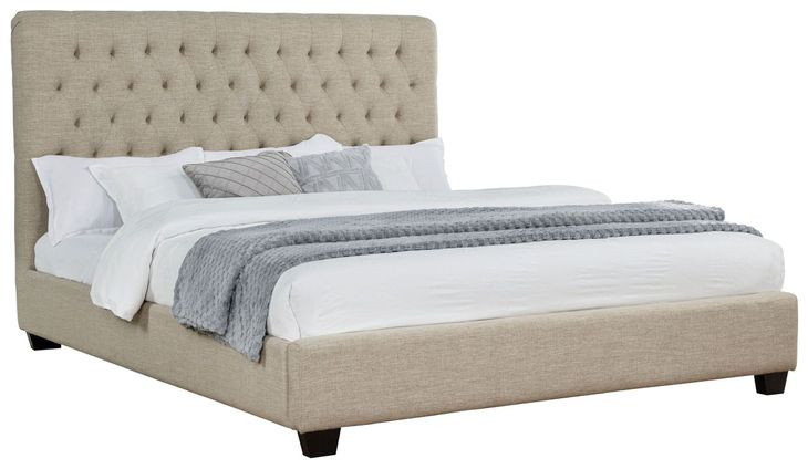 Chloe Oatmeal California King Upholstered Panel Bed