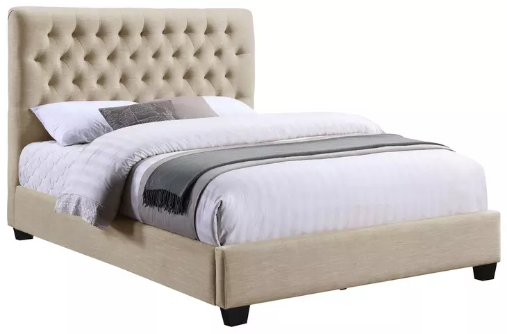 Chloe Oatmeal Upholstered Queen Panel Bed