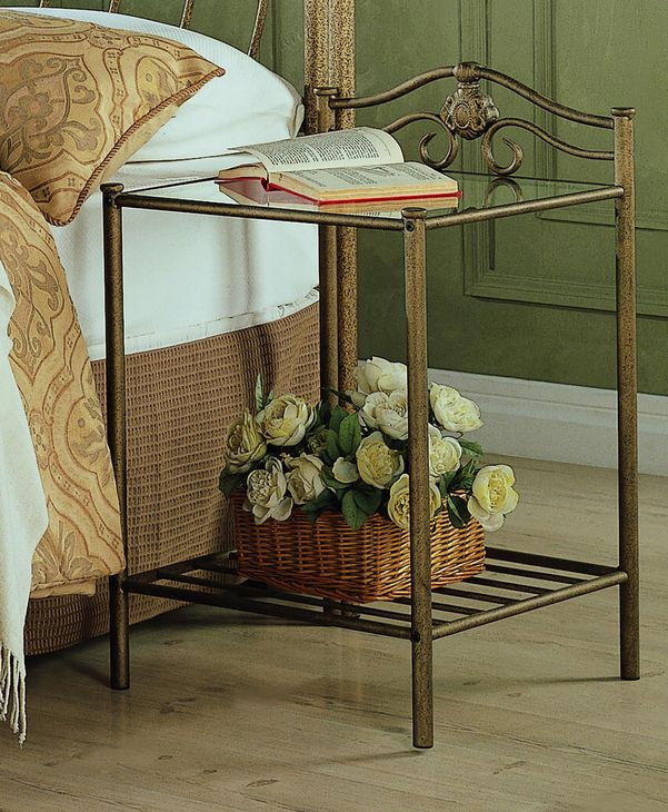 Sydney Antique Brushed Gold Metal Nightstand