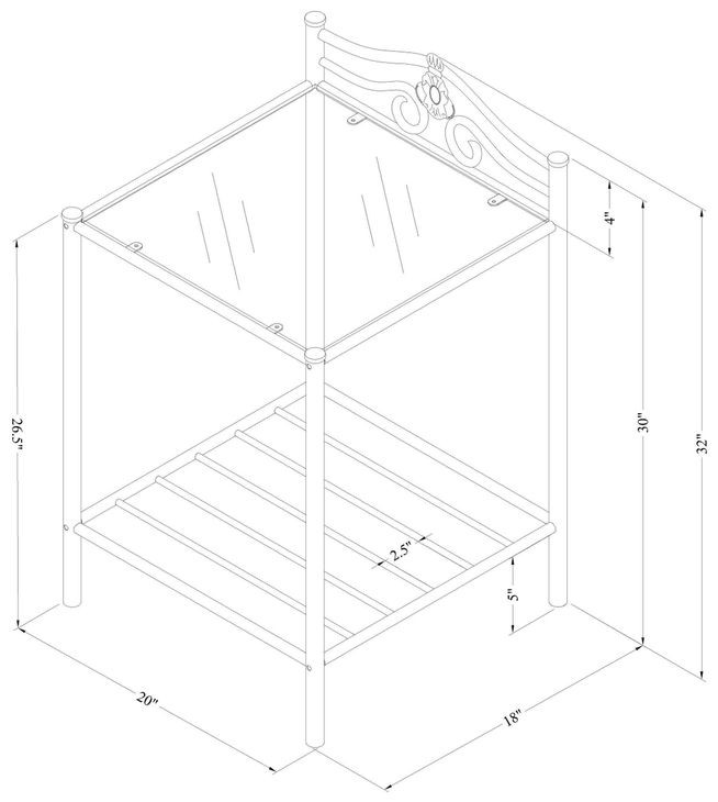 Sydney Antique Brushed Gold Metal Nightstand