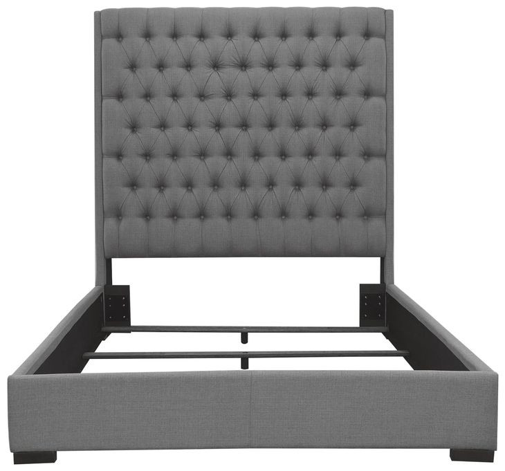 Camille Grey Upholstered Queen Panel Bed
