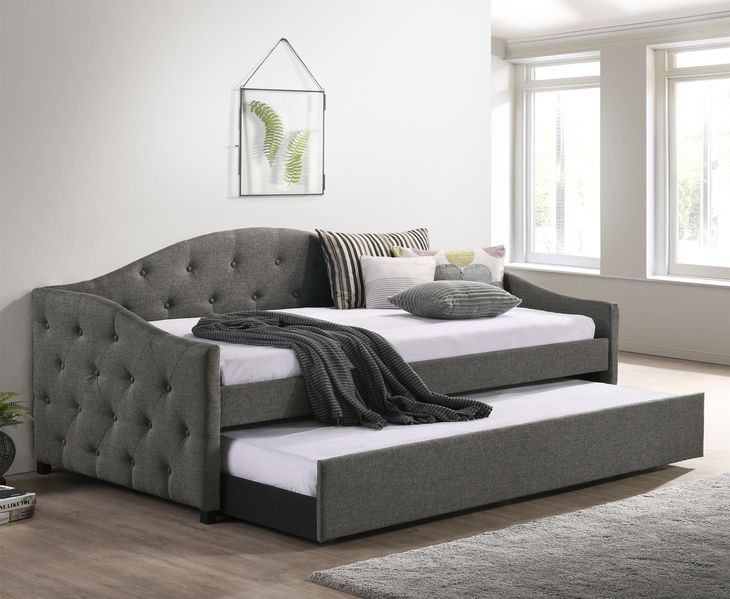 Sadie Grey and Black Twin Daybed with Trundle