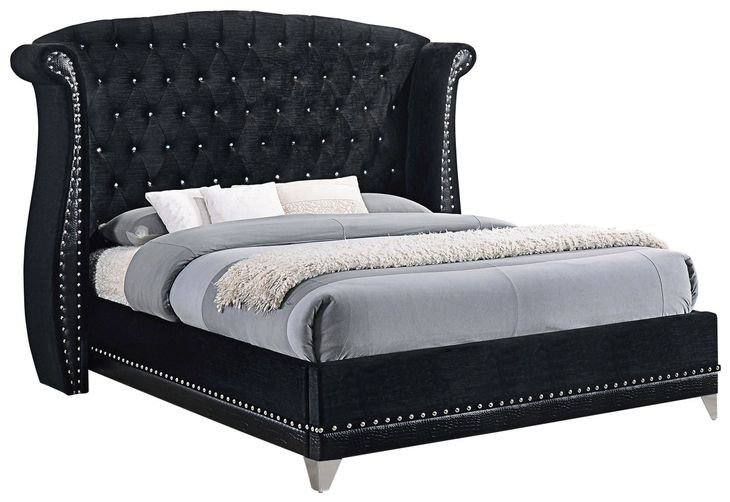 Barzini Black Upholstered King Platform Bed