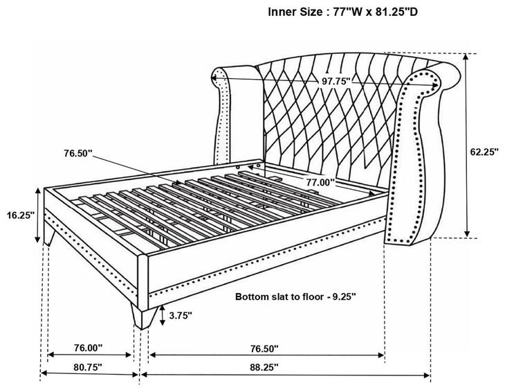 Barzini Black Upholstered King Platform Bed
