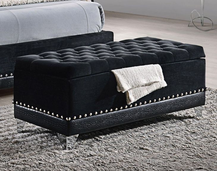 Barzini Black Upholstered Bench