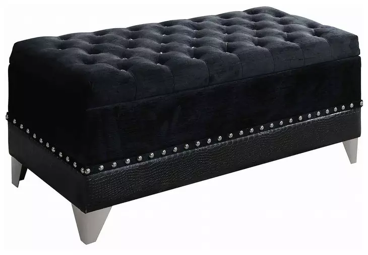 Barzini Black Upholstered Bench