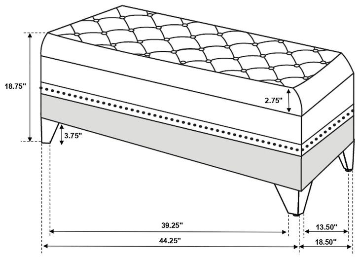 Barzini Black Upholstered Bench