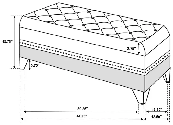 Barzini Black Upholstered Bench