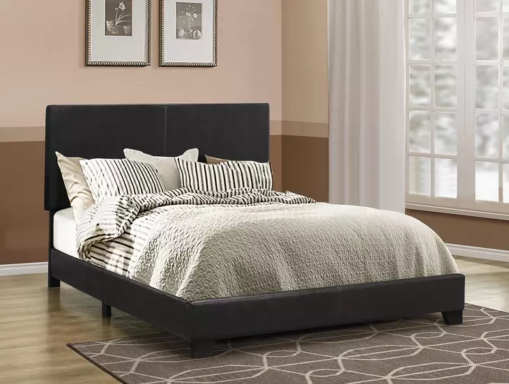 Dorian Black Upholstered King Panel Bed