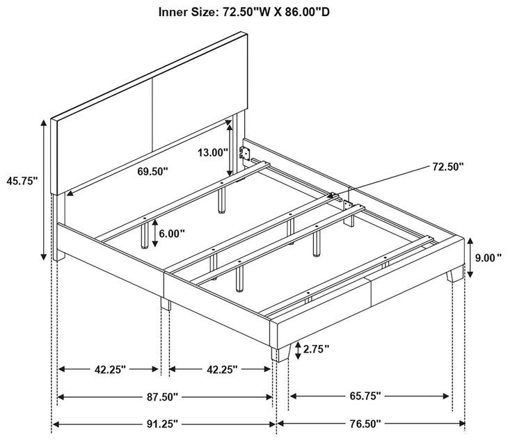 Dorian Black California King Upholstered Panel Bed