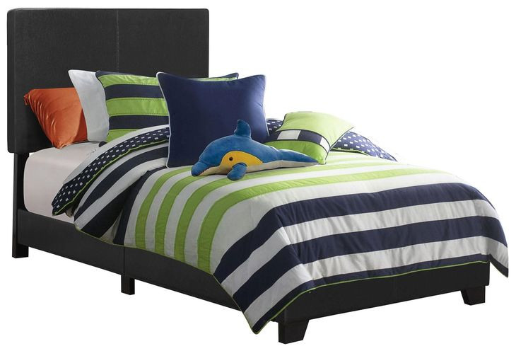 Dorian Black Upholstered Twin Panel Bed