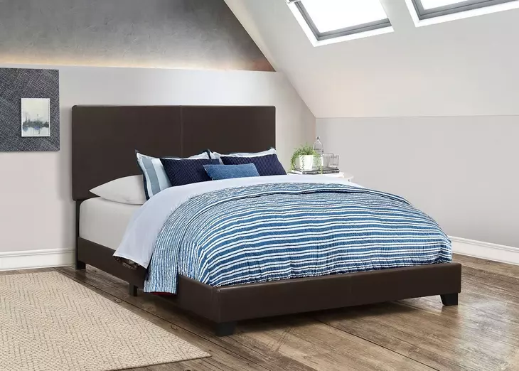 Dorian Brown California King Upholstered Panel Bed