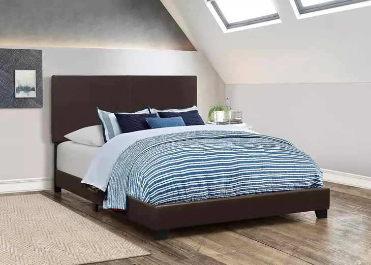 Dorian Brown Upholstered Queen Panel Bed