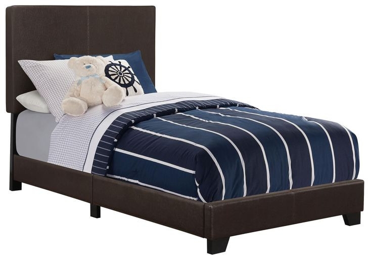 Dorian Brown Upholstered Twin Panel Bed