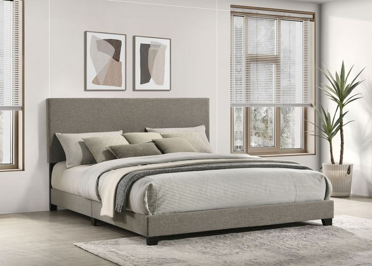 Dorian Taupe and Black California King Upholstered Panel Bed