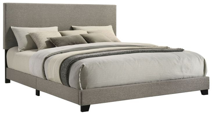 Dorian Taupe and Black California King Upholstered Panel Bed