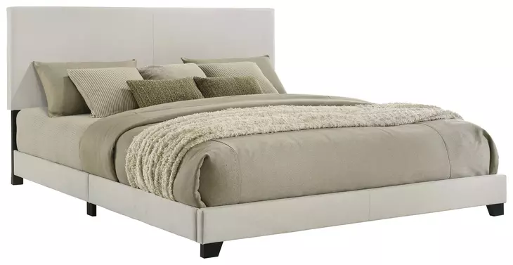 Dorian Cream and Black California King Upholstered Panel Bed