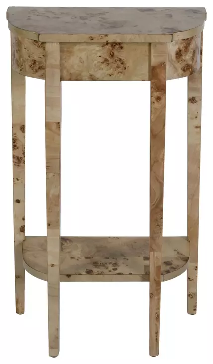 Wendell Light Burl Demilune Console Table